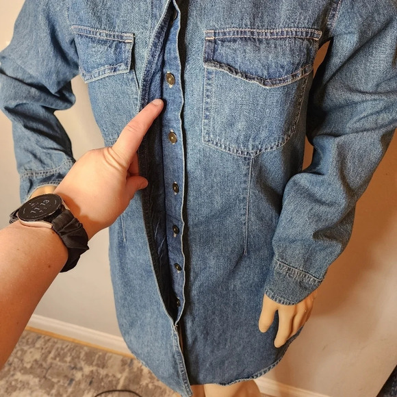 J. Jill Out of the blue denim mini dress tunic.  L/S button front. Size XS - Picture 3 of 14